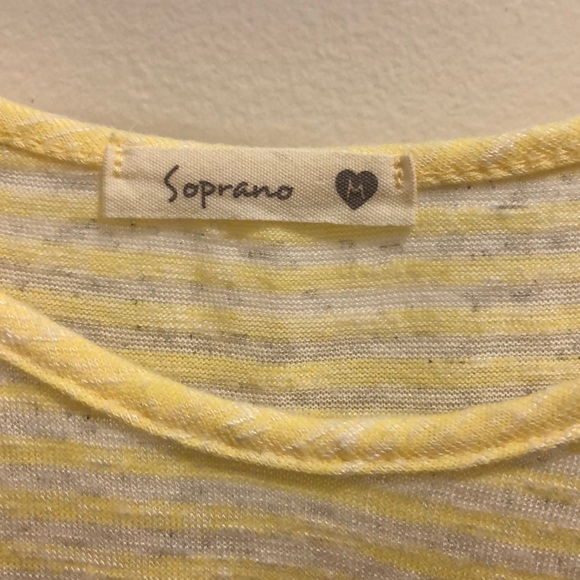 Yellow striped high low tee with cutouts - Picture 2 of 4